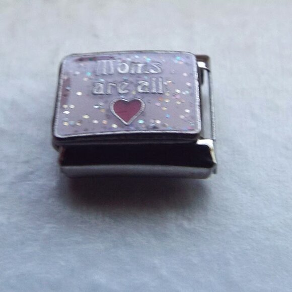 Moms are all heart enamel 9mm stainless steel italian charm bracelet link new - Picture 1 of 2
